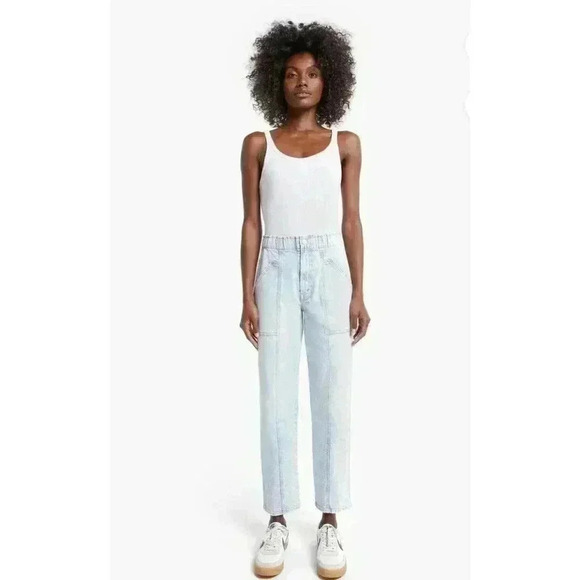 MOTHER SUPERIOR The Springy Ankle White Wash High Rise Jeans - size 32